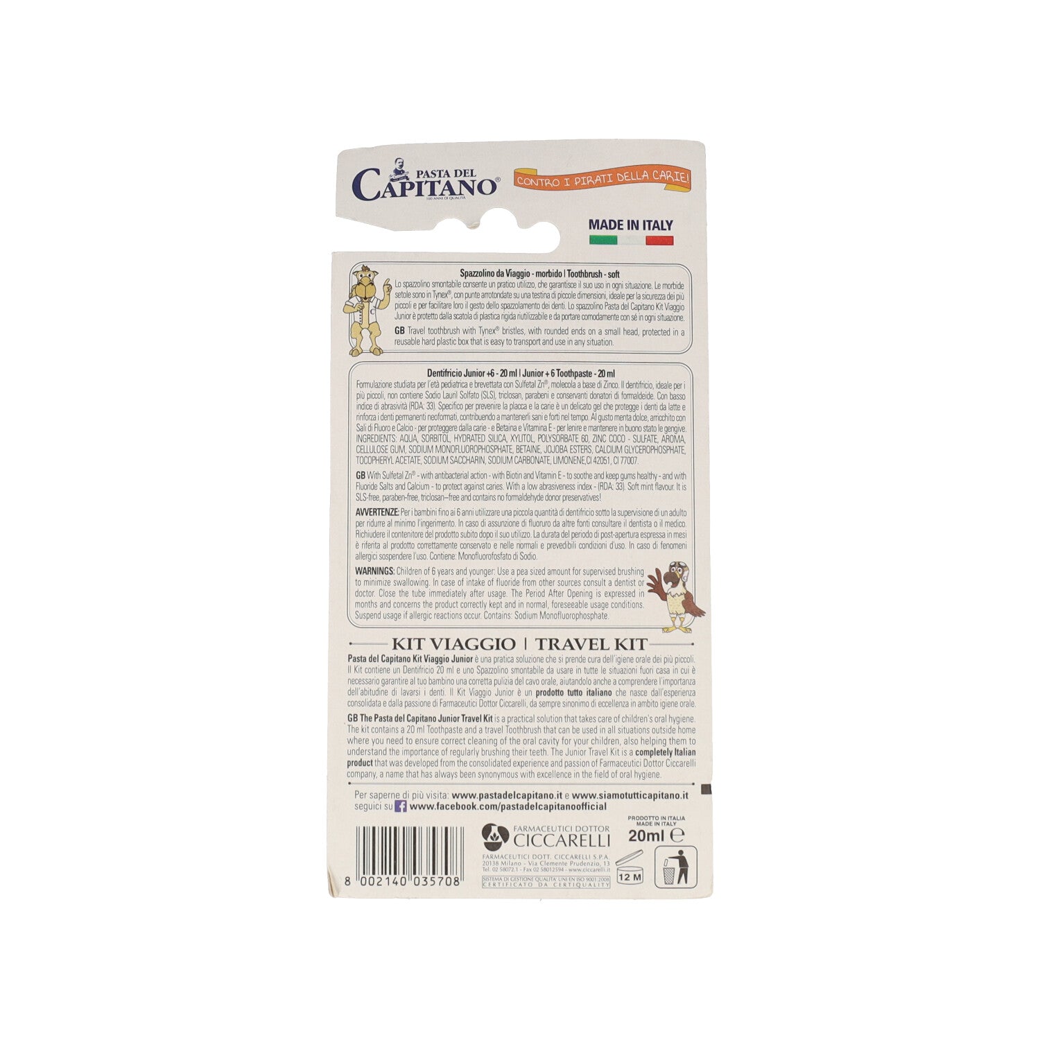 PASTA CAPITANO KIT VIAGGIO JUN