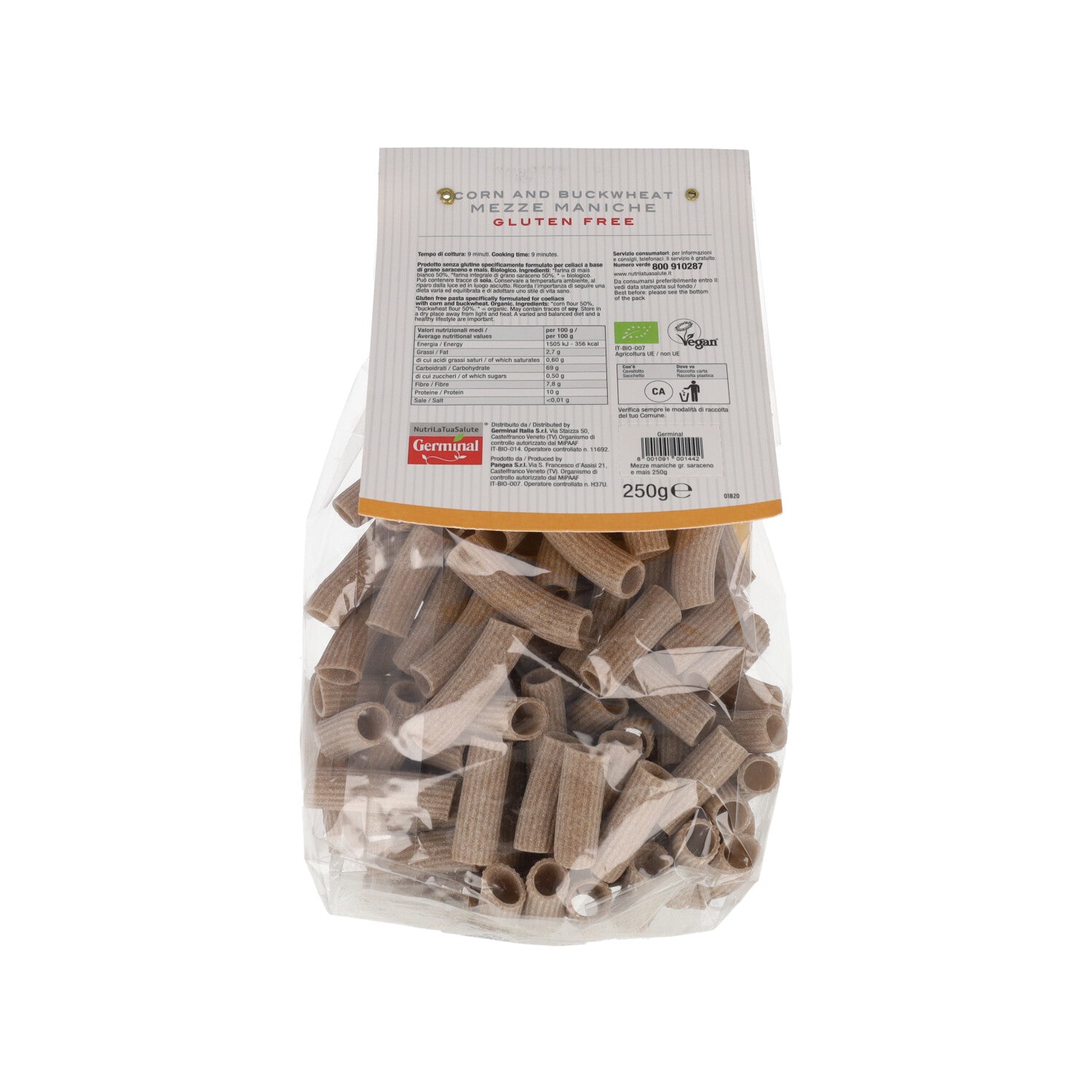 GERMINAL MEZZE MANICHE GRANO SARACENO MAIS 250G