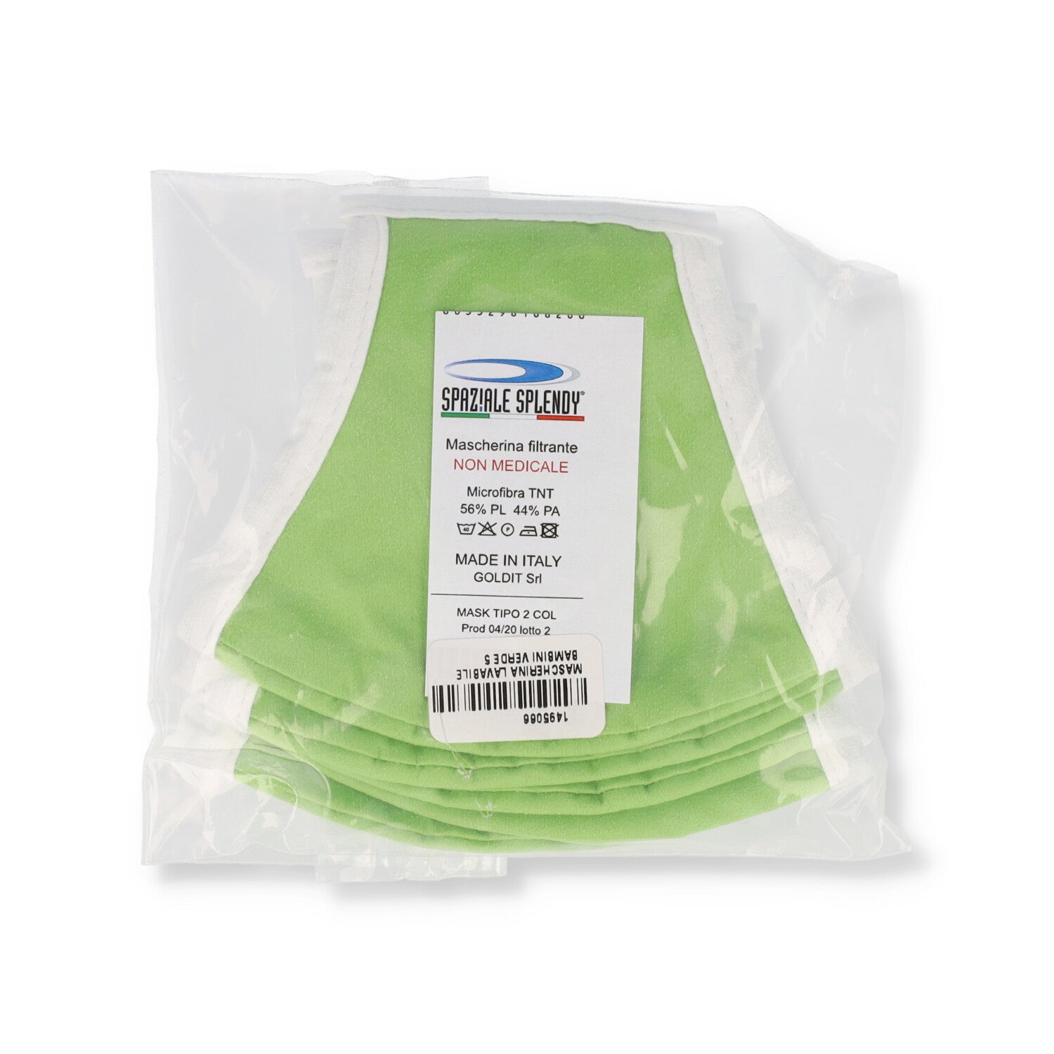 MASCHERINA LAVABILE BAMBINI VERDE CHIARO 5 PEZZI GOLDIT
