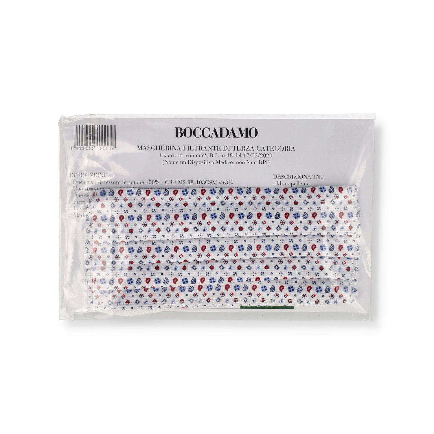 MASCHERINA LAV USO CIV 1PZ FANT GEOM BLU/AZZUR/BIANCA/ROSSA ELAST COLORAT BOCCAD