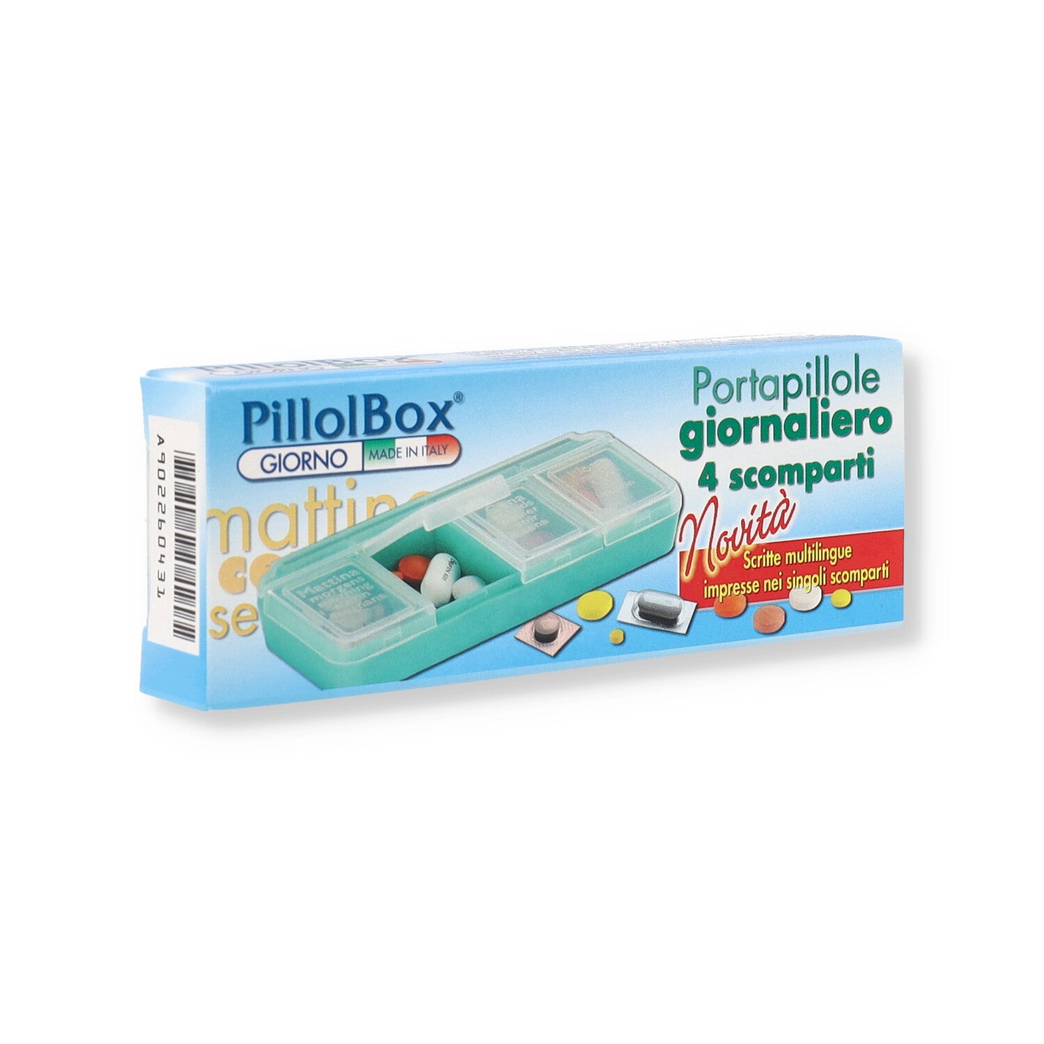 PILLOLBOX PORTAPILLOLE GIORNALIERO CON 4 SCOMPARTI