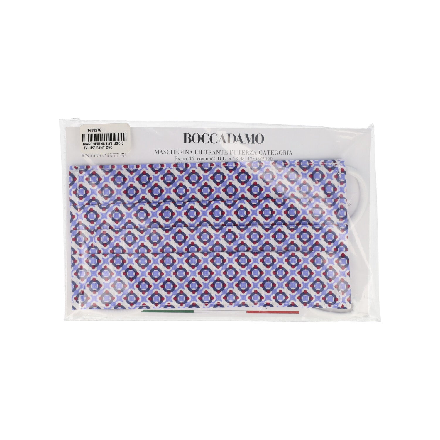 MASCHERINA LAV USO CIV 1PZ FANT GEOM BLU/VIOLETTO/BIANC/ROSSA BOCCAD