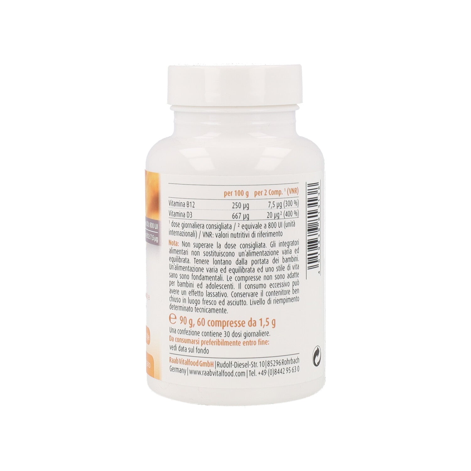 RAAB VITAMINA B12 + D3 60 COMPRESSE