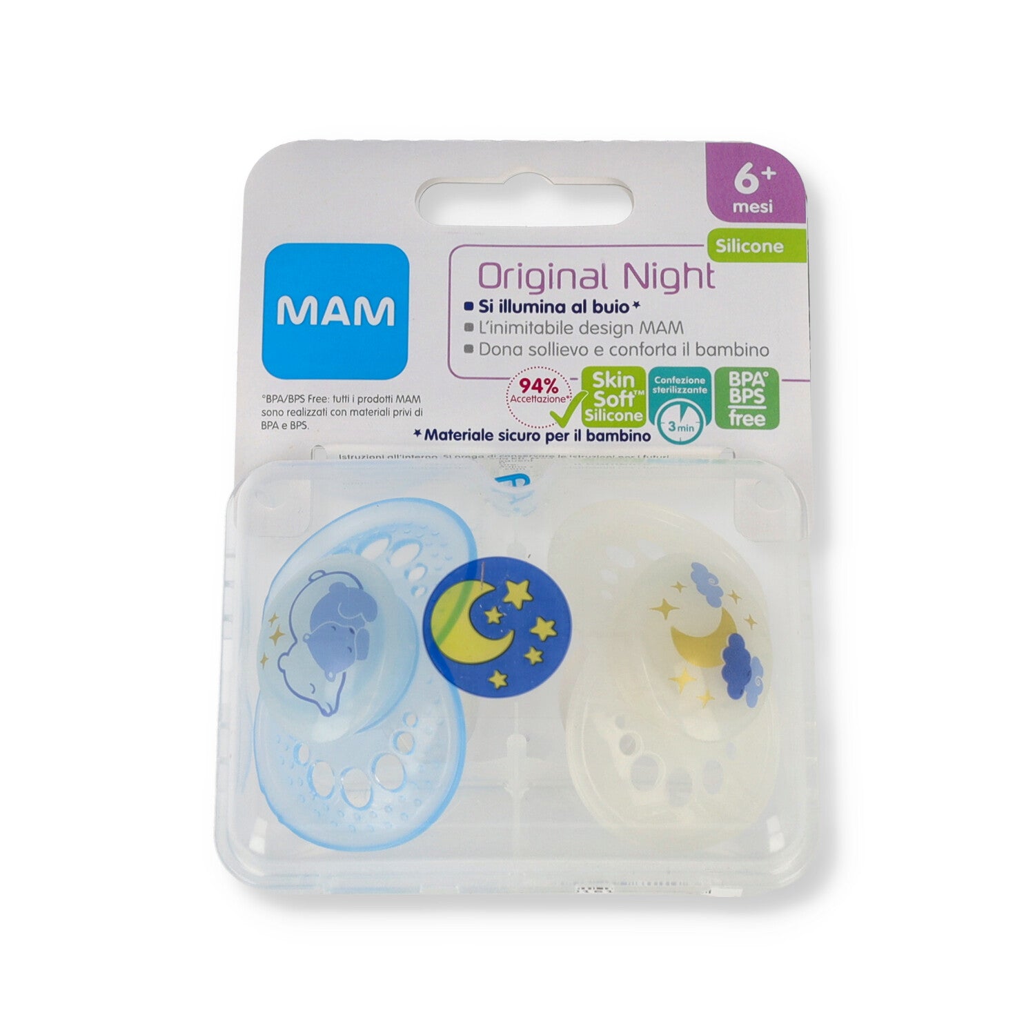 MAM 6+ 2 SUCCHIETTI NIGHT MASCHIO