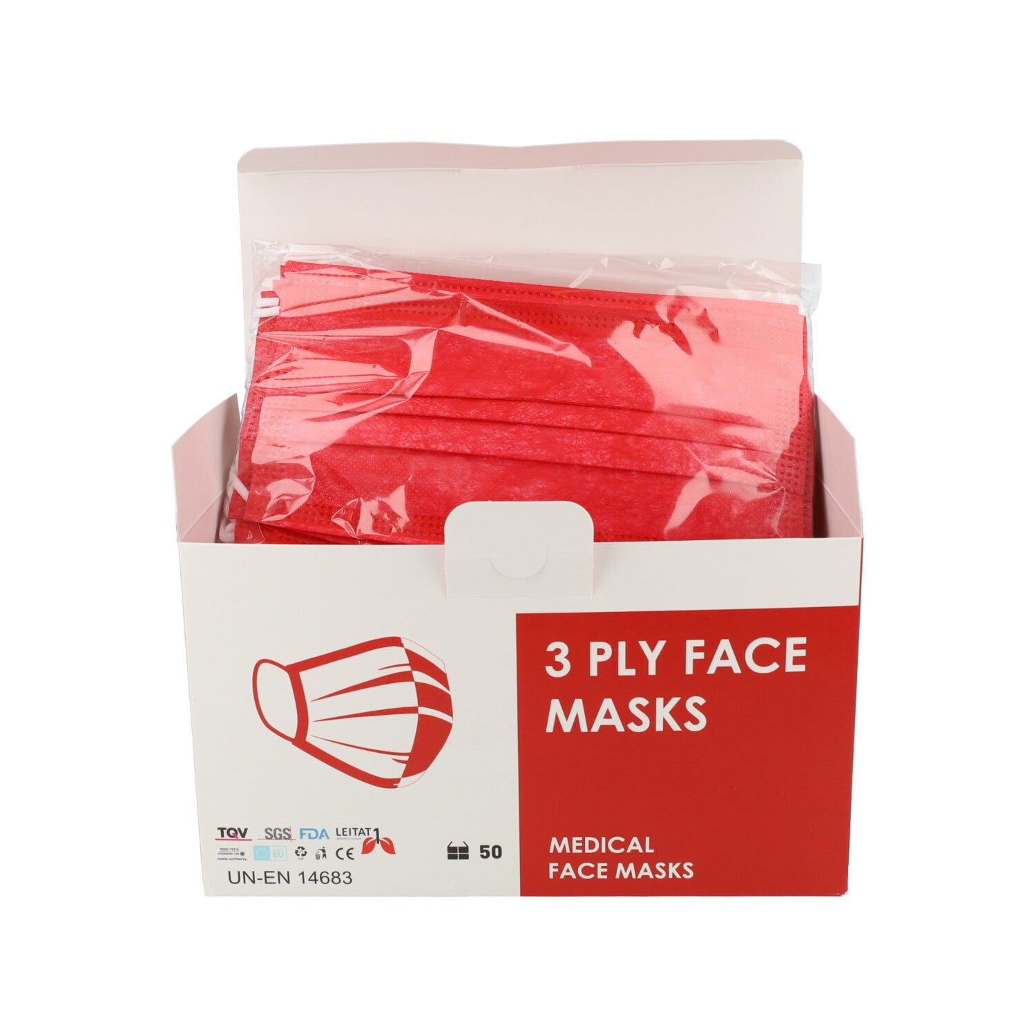 MASCHERINA 3VELI BOX - 50 PZ ROSSA ADULTI