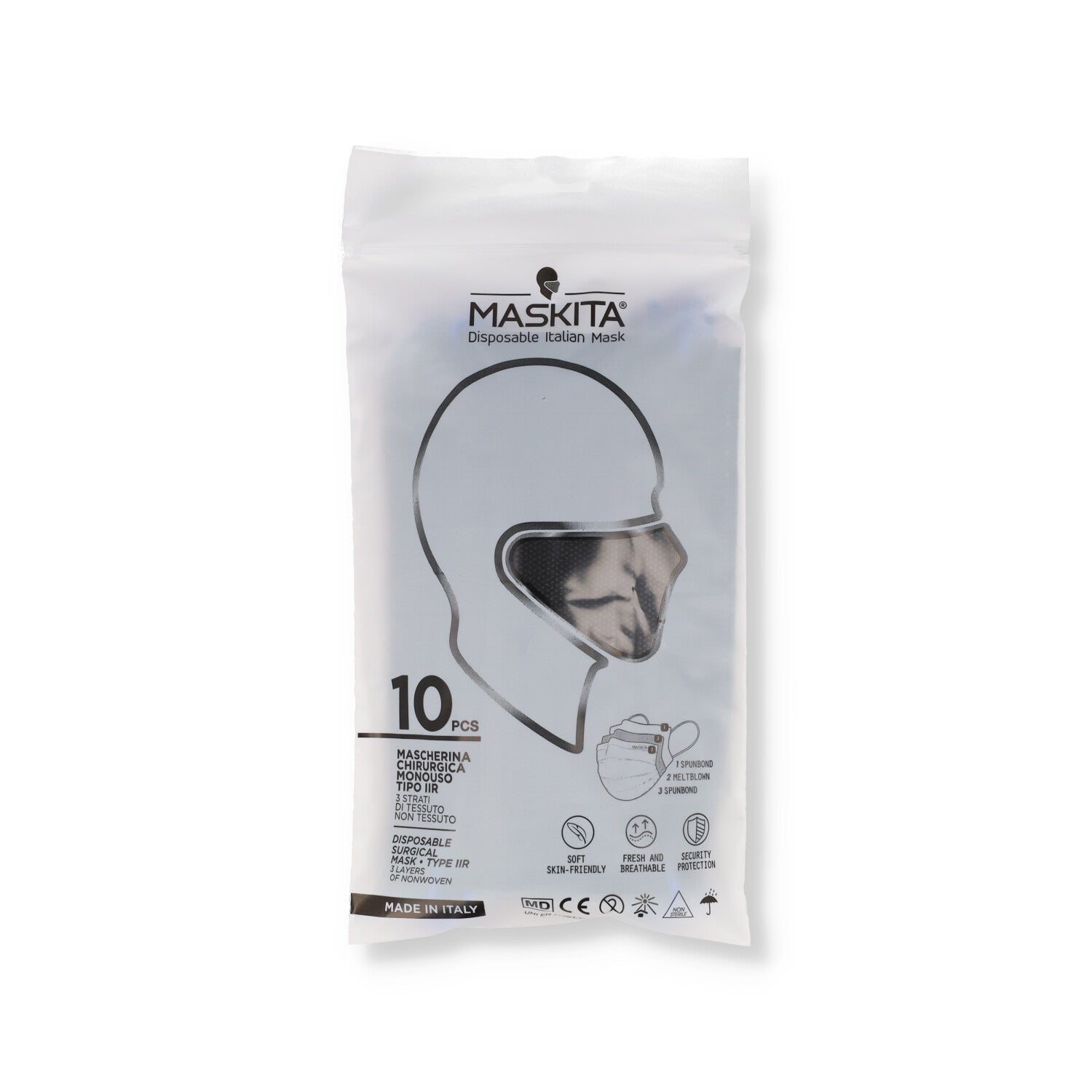 MASCHERINA 3 VELI 10 PEZZI NERA/ELASTICI BLU ROYAL MASKITA - DM
