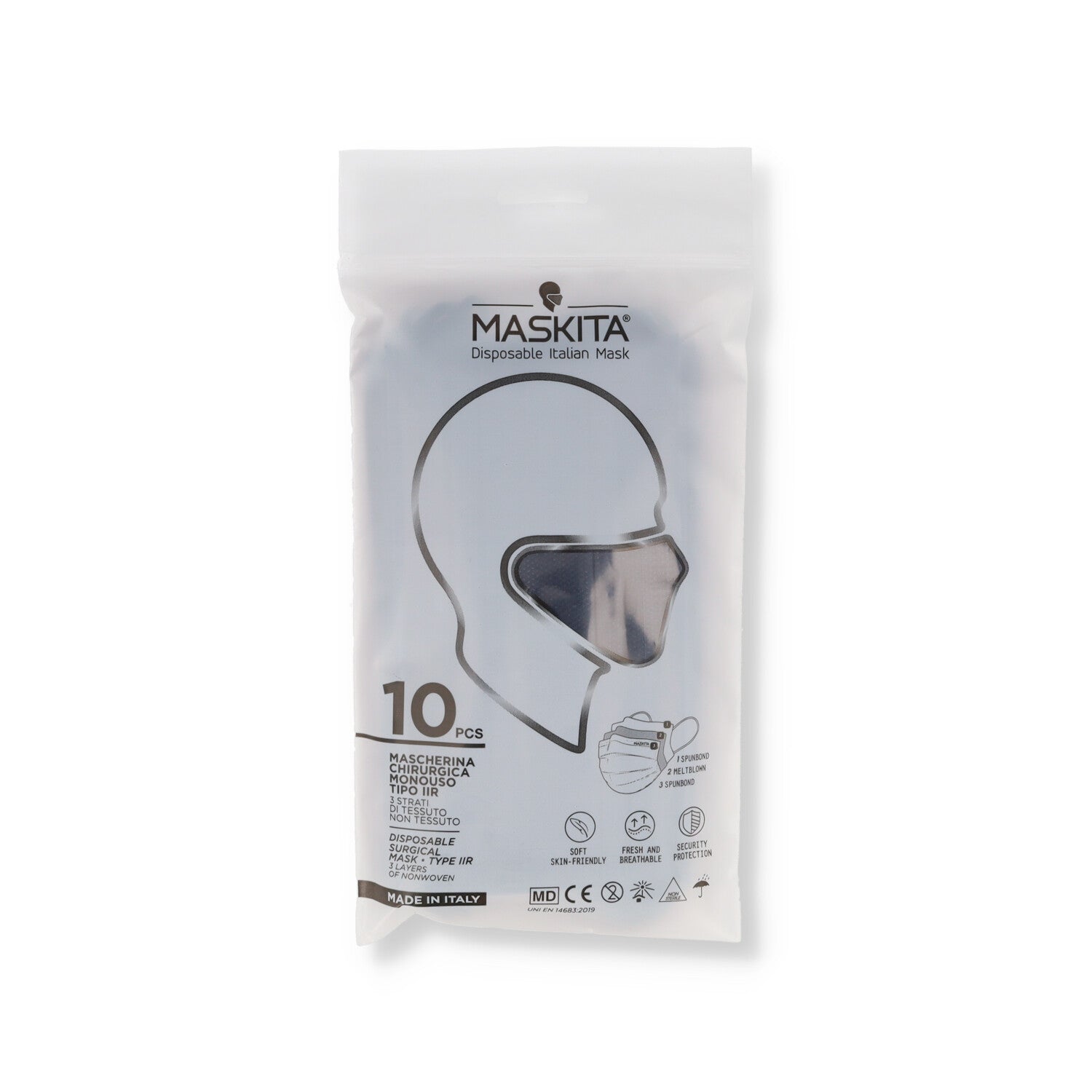MASCHERINA 3VELI 10 PEZZI BLU/ELASTICI BLU NOTTE MASKITA