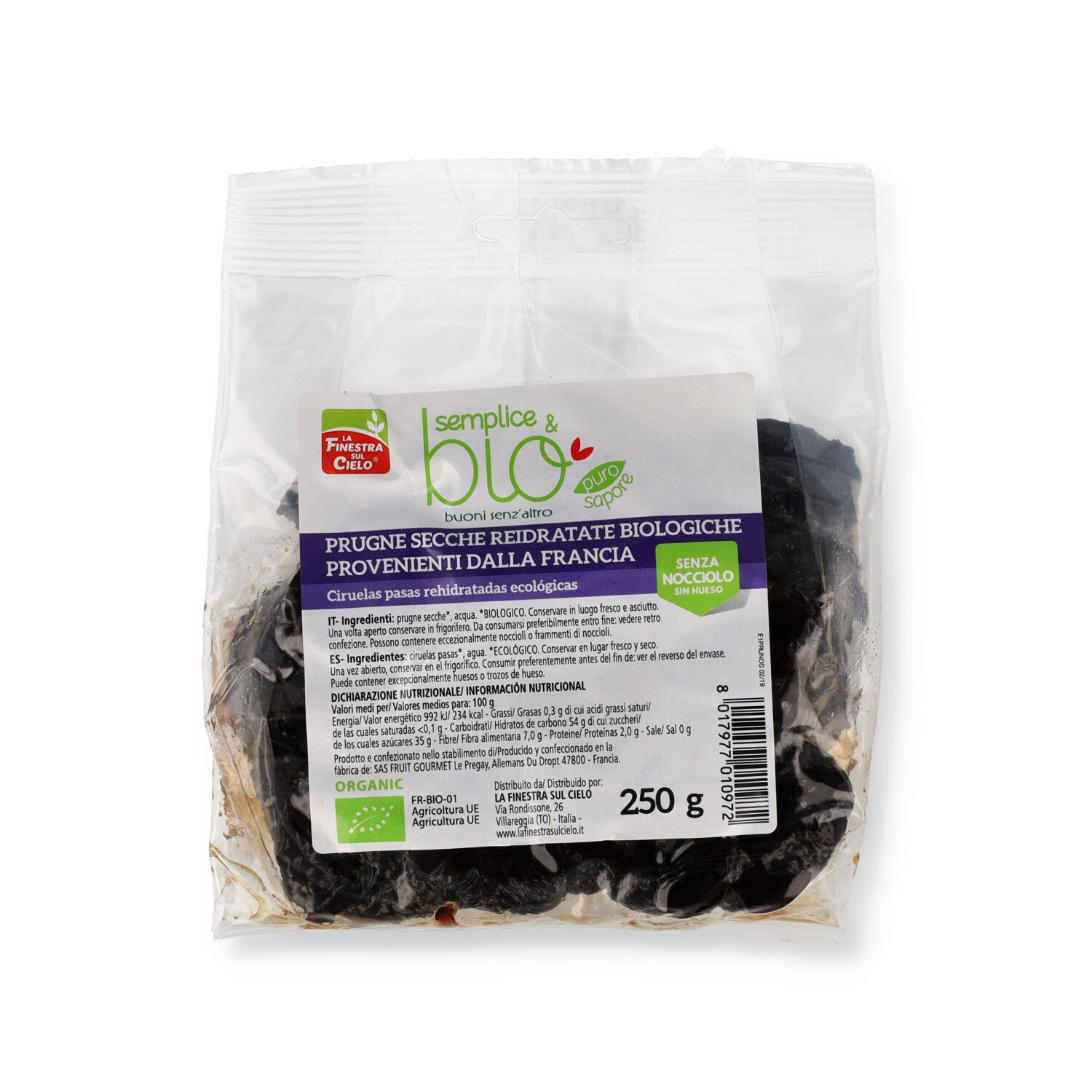PRUGNE SECCHE S/NOCCIOLO BIO 250GR
