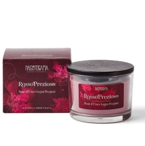 CANDELA NASOTERAPIA ROSSO PREZIOSO:  ROSE' D'UVA E LEGNI PREGIATI