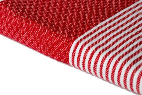 TELO HAMMAM ROSSO RIGA STRETTA 100%COTONE