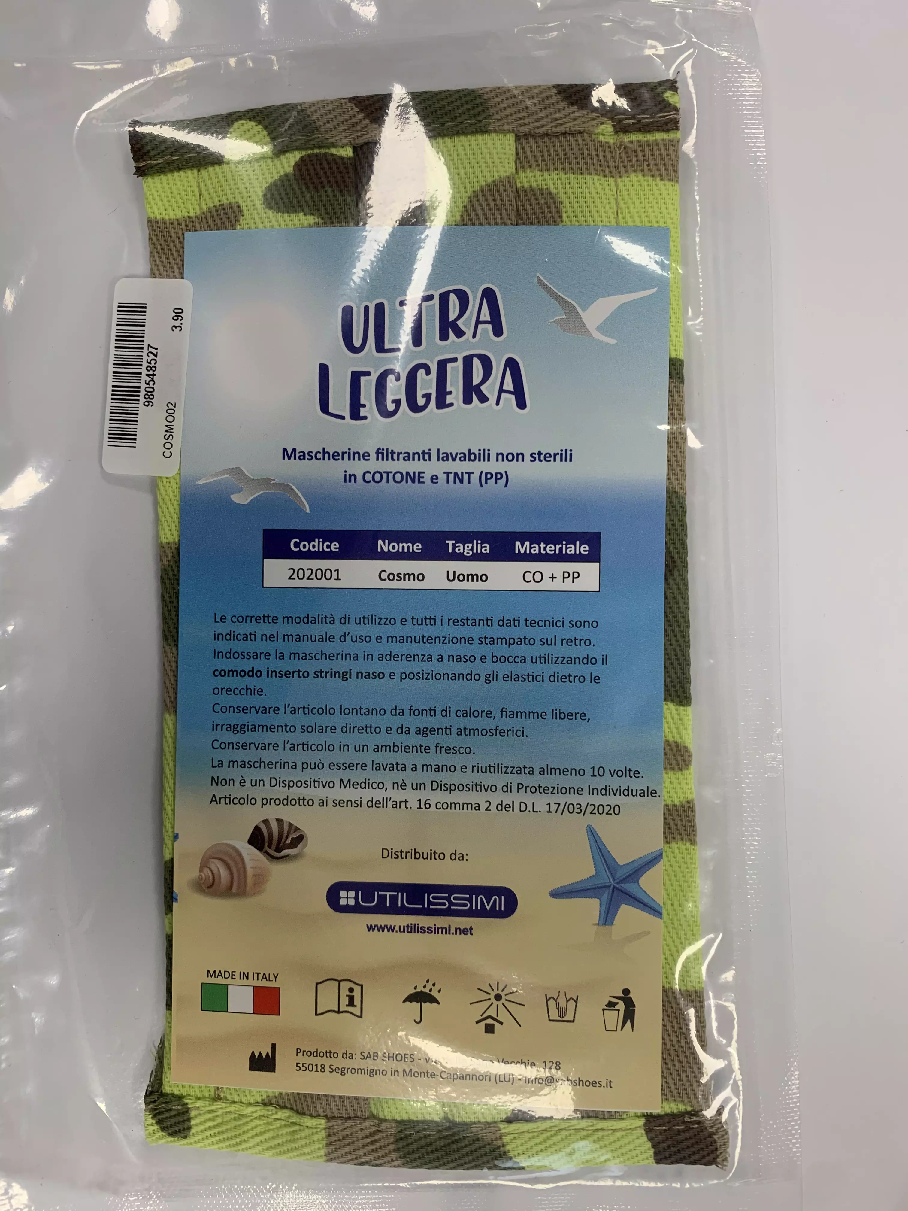MASCHERINA LAVABILE USO CIVILE UOMO COSMO 02