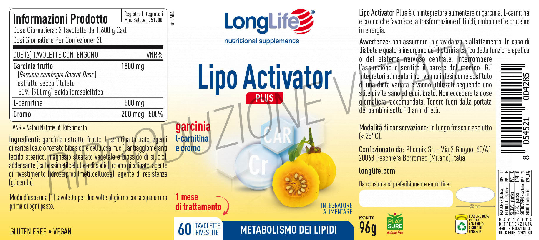 LONGLIFE LIPO ACTIVATOR PLUS - 60 TAV