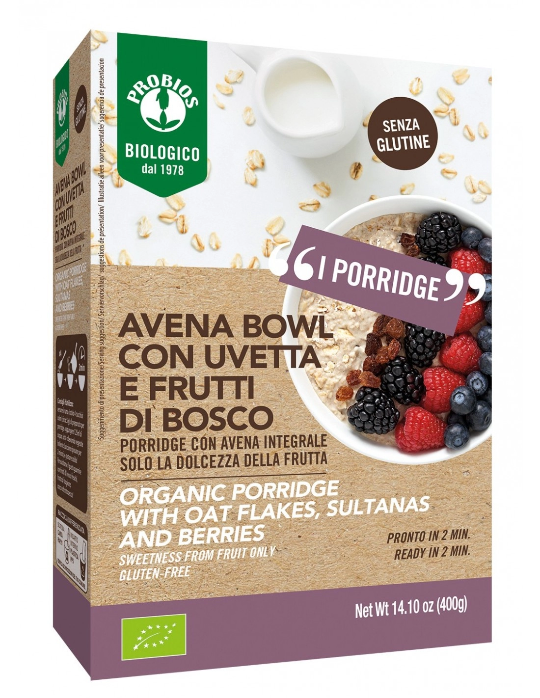 AVENA BOWL CON UVETTA E FRUTTI DI BOSCO 400G