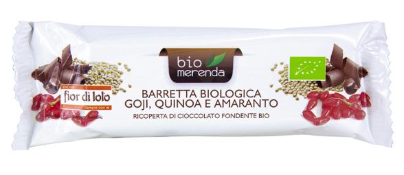 BARRETTA QUINOA AMARANTO BACCHE GOJI RICOPERTA DI CIOCCOLATO FONDENTE