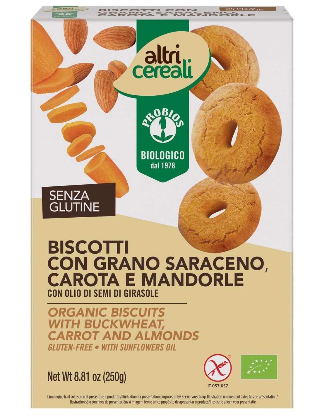 ALTRICEREALI BISCOTTI SARACENO CAROTA E MANDORLE 250G