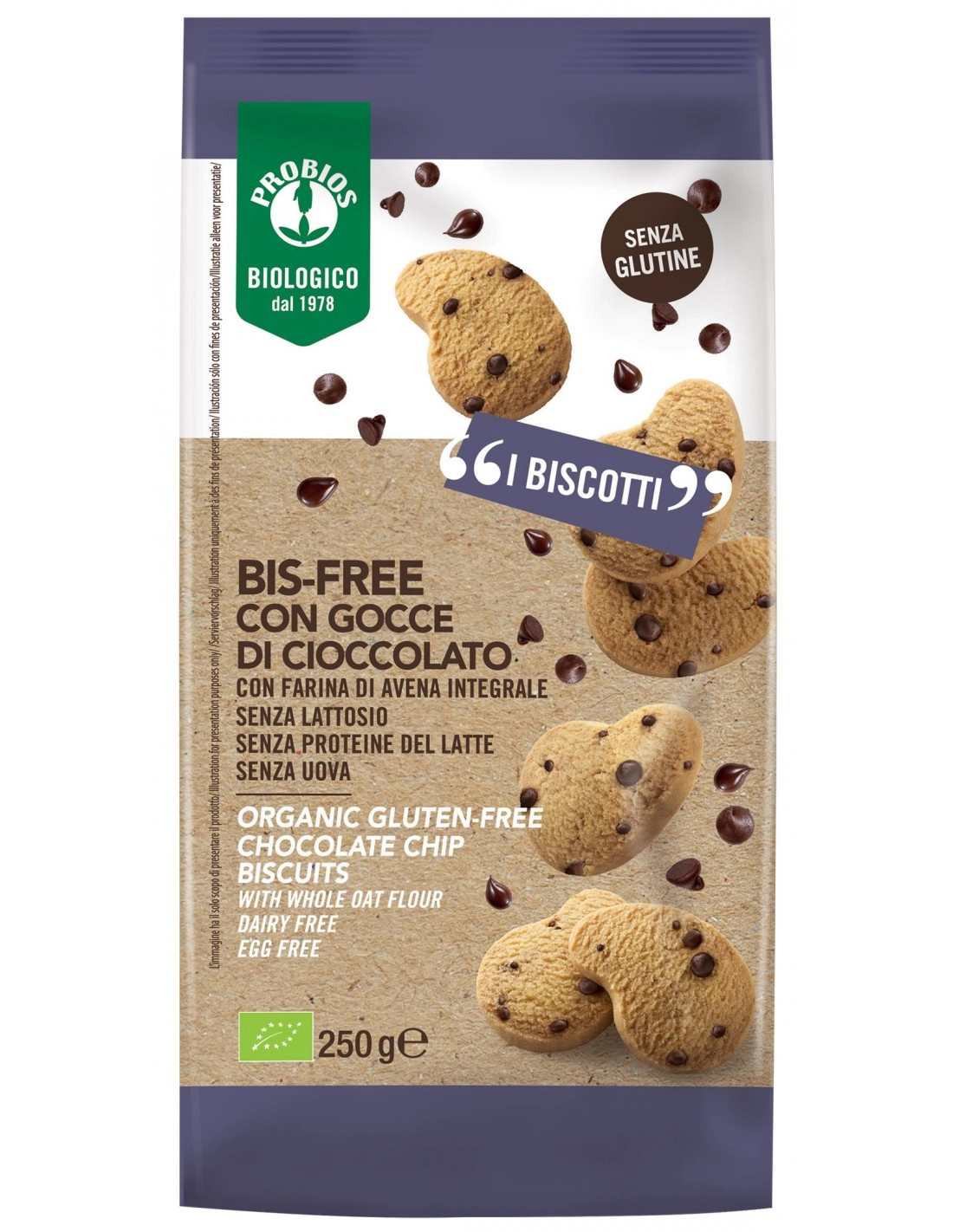 PROBIOS BISCOTTI BIS-FREE GOCCE DI CIOCCOLATO 250G