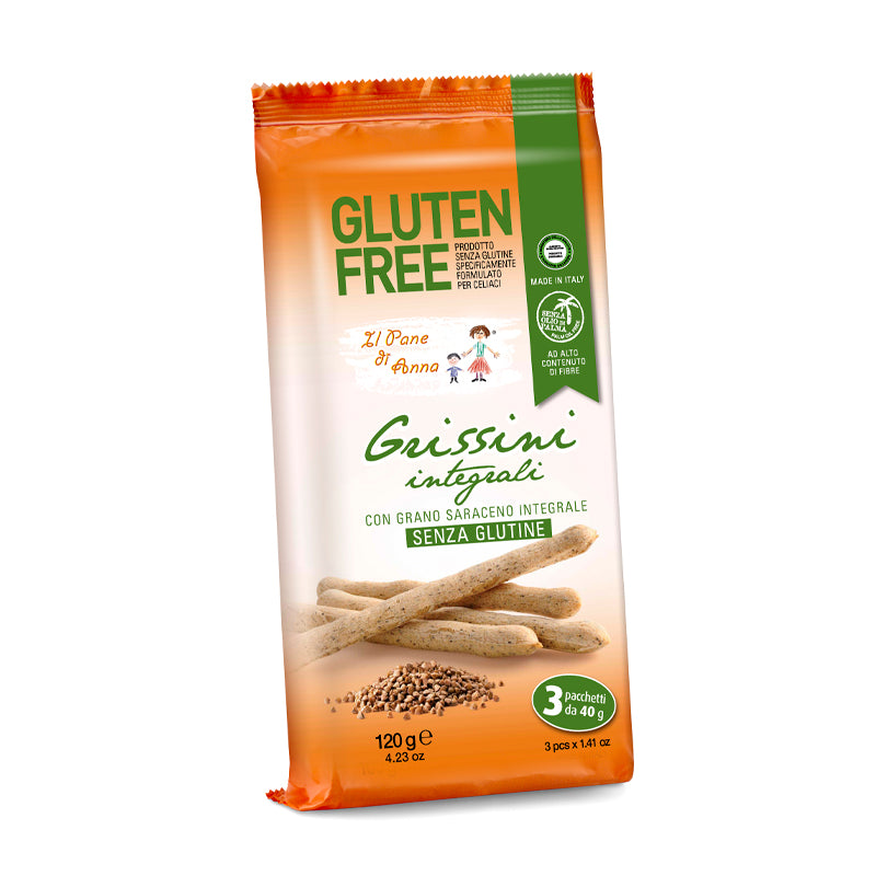PANE ANNA GRISSINI INTEGRALI GRANO SARACENO SENZA GLUTINE 3X40G