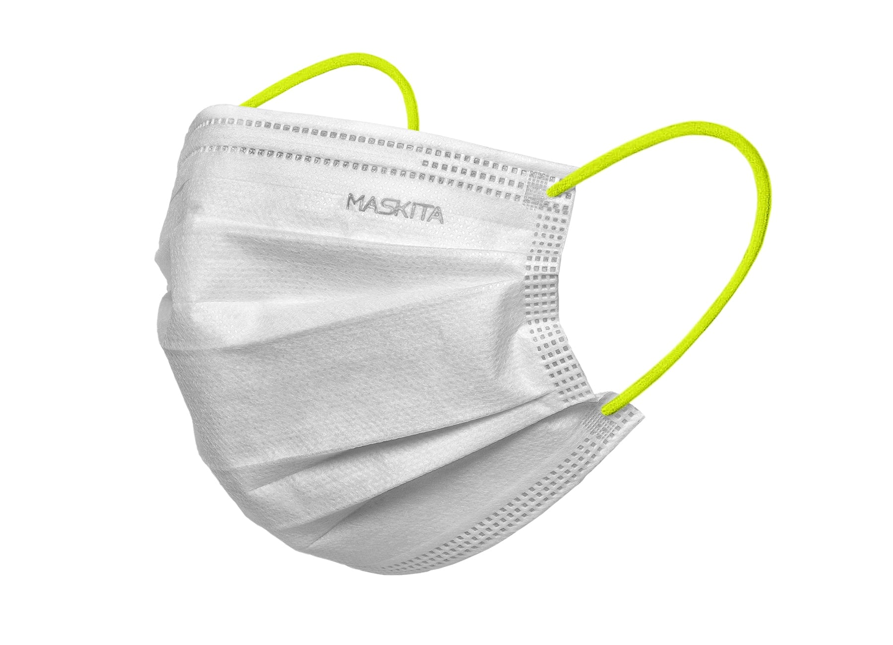 MASCHERINA 3 VELI  10 PEZZI  BIANCA ELASTICI GIALLO FLUO MASKITA - DM