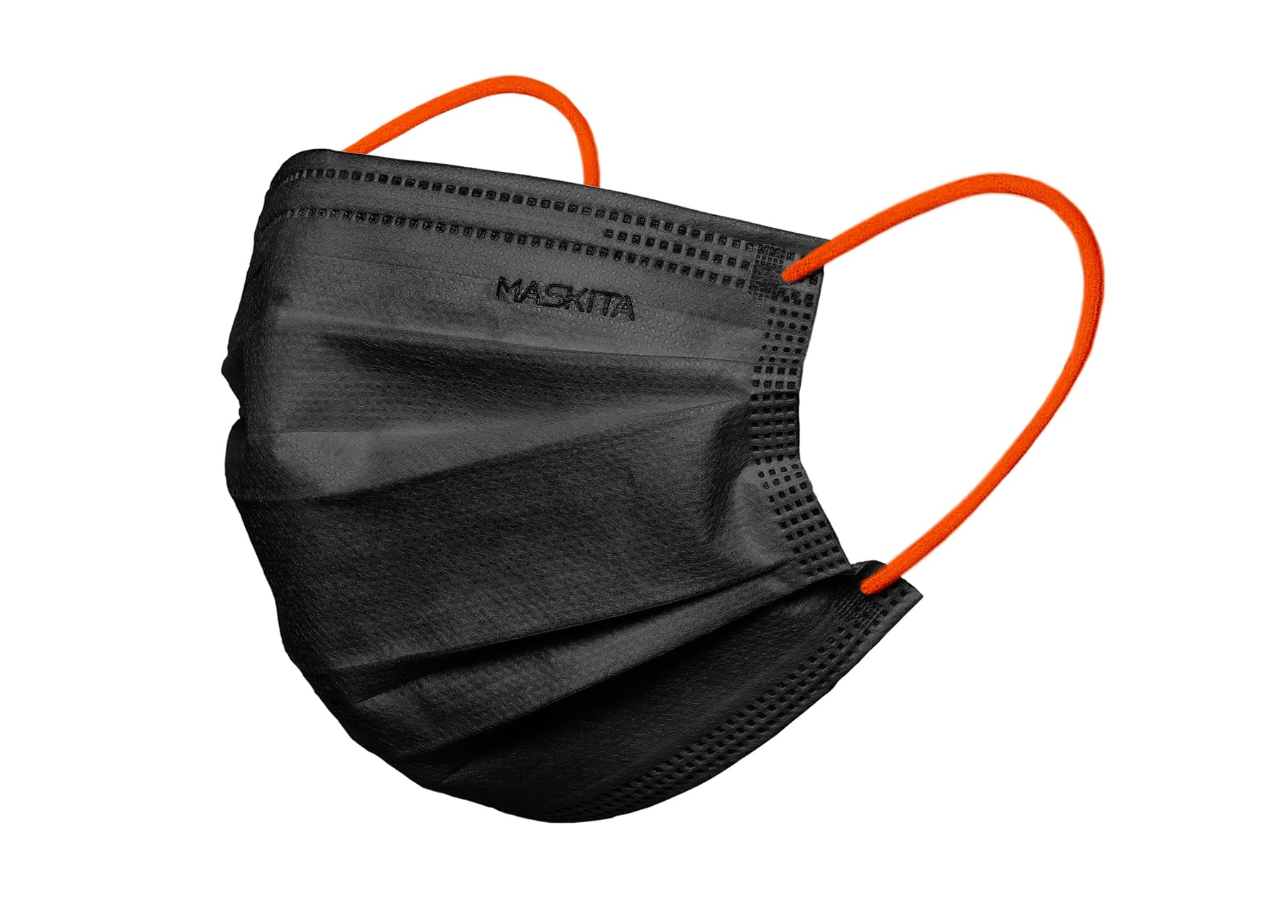 MASCHERINA 3 VELI 10 PEZZI NERA/ELASTICO ARANCIO FLUO MASKITA - DM