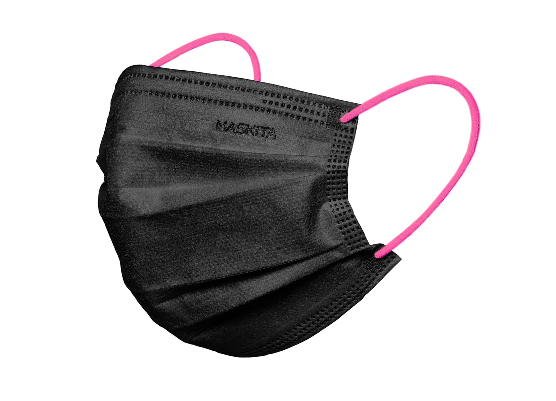 MASCHERINA 3 VELI 10 PEZZI NERA/ELASTICI FUCSIA FLUO MASKITA - DM
