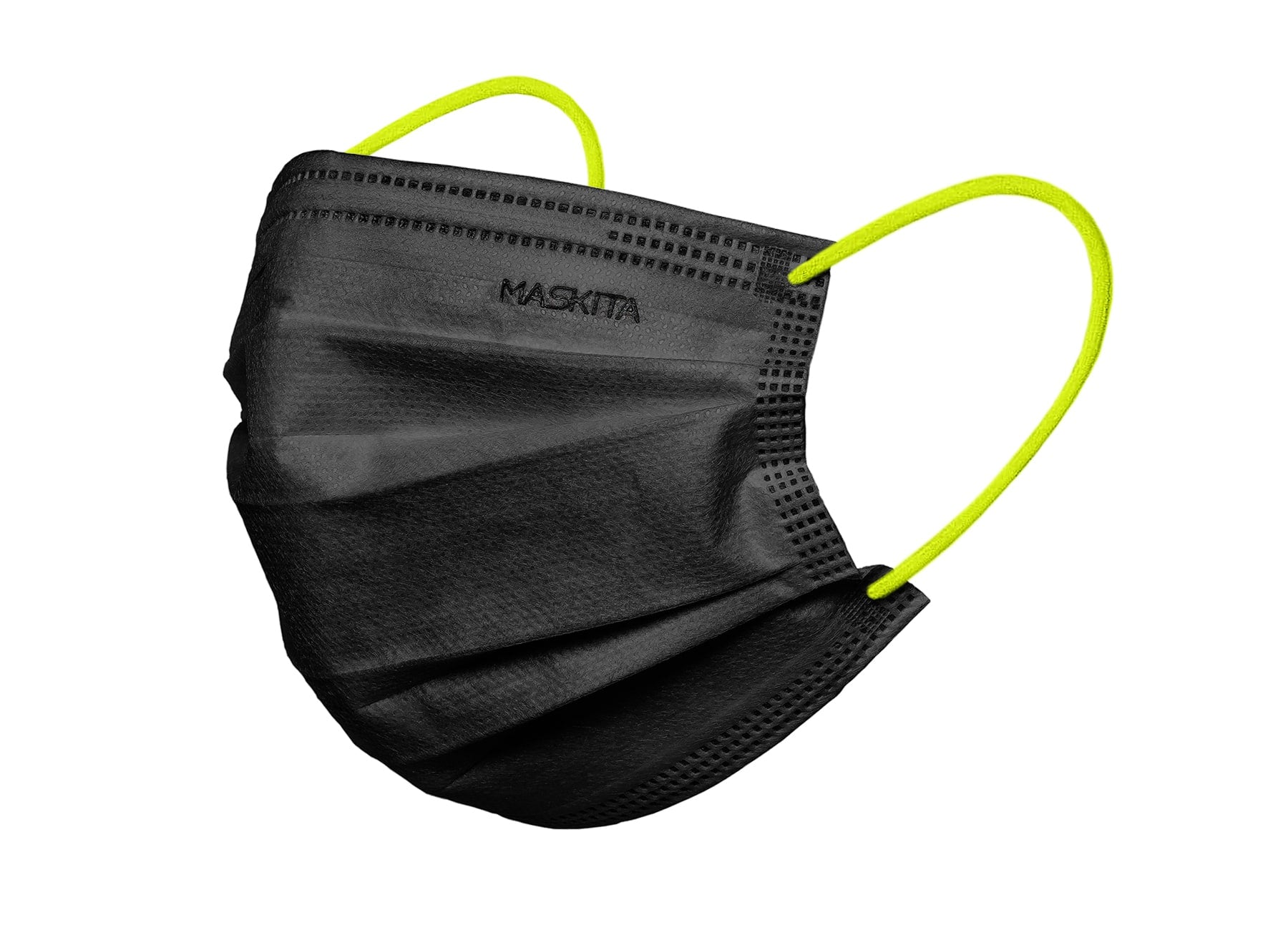 MASCHERINA 3 VELI 10 PEZZI NERA/ELASTICI GIALLO FLUO MASKITA - DM