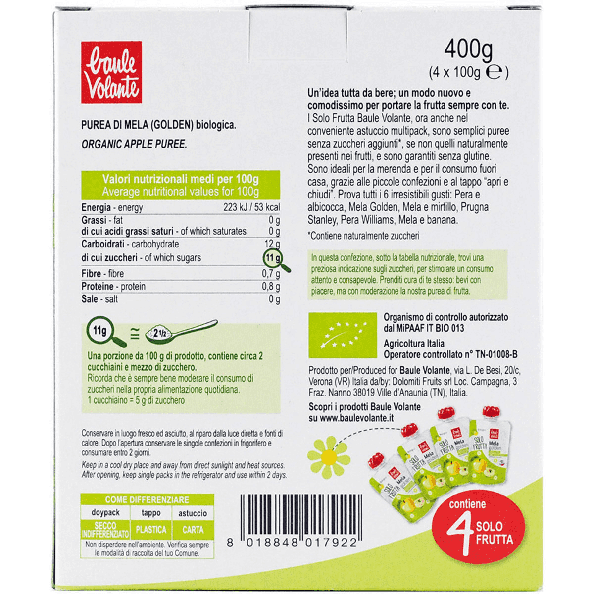 SOLO FRUTTA MELA GOLDEN 4X100G