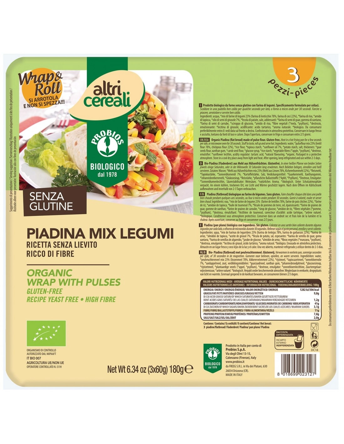 ALTRICEREALI PIADINA MIX LEGUMI 3X60G
