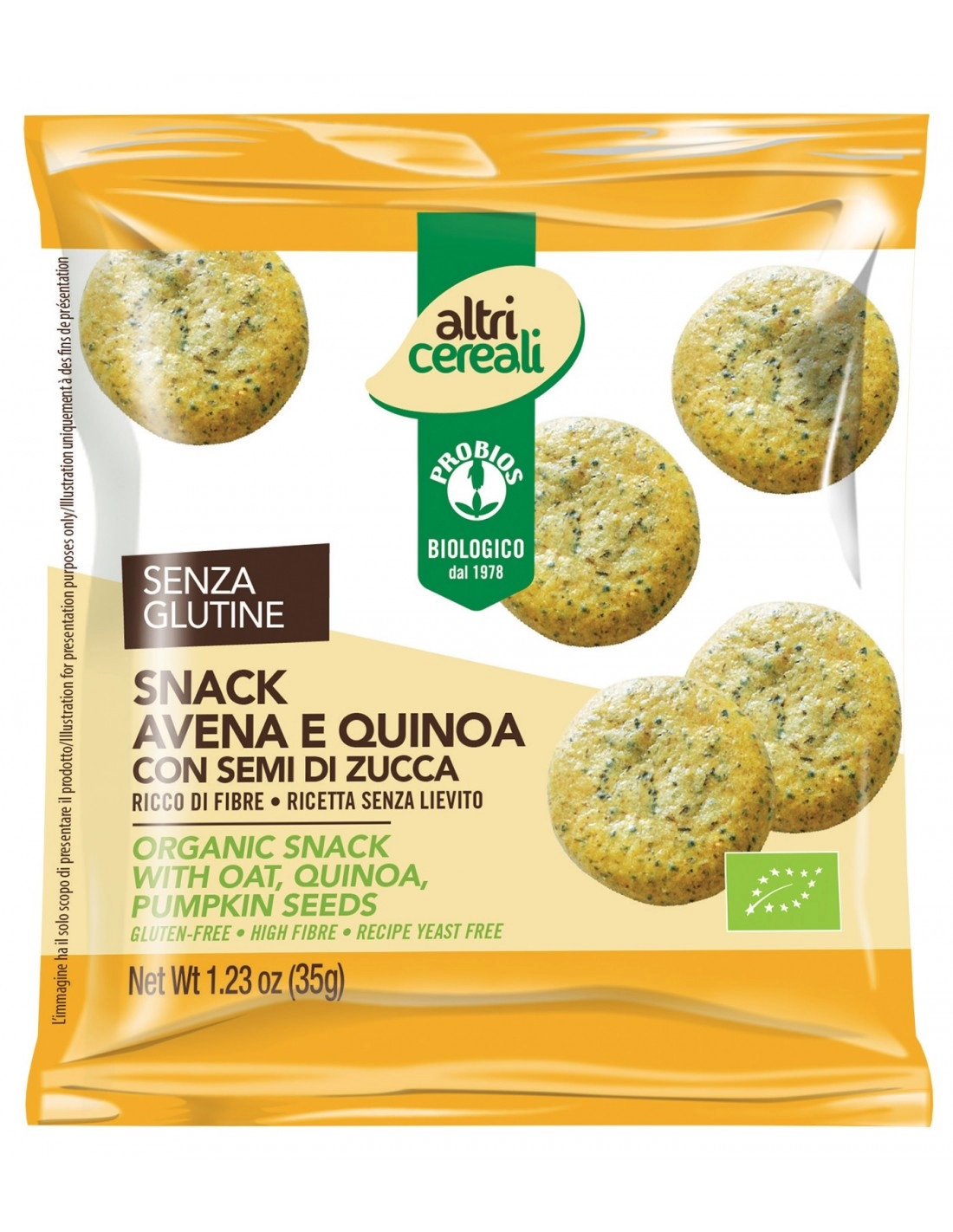 ALTRICEREALI SNACK AVENA QUINOA E SEMI DI ZUCCA 35G