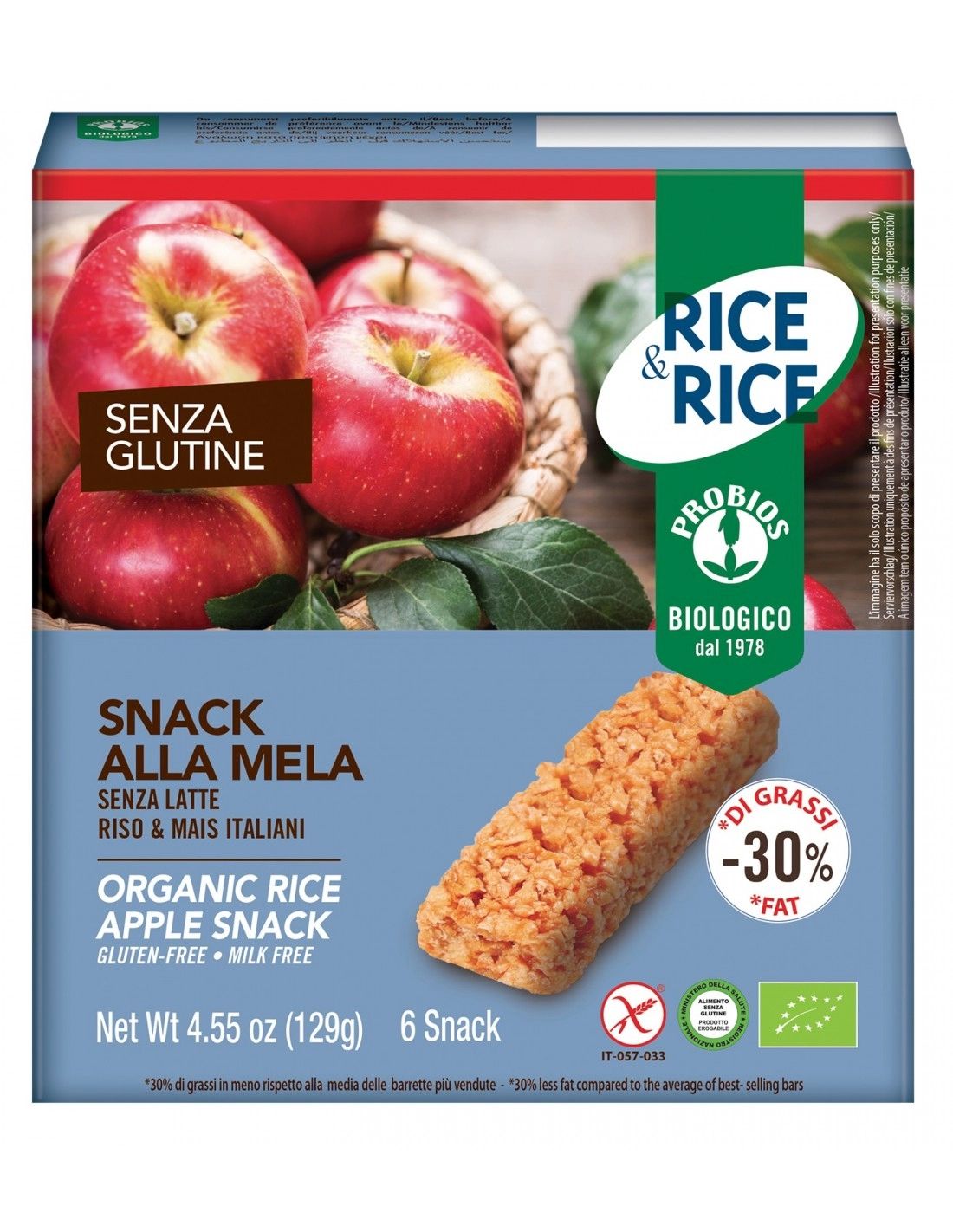 R&R SNACK RISO MELA 6X21G