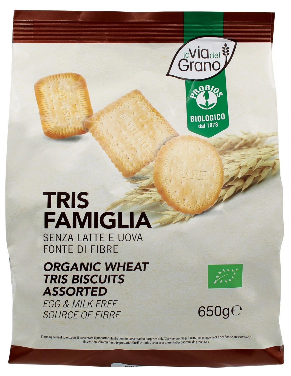 VIA  DEL GRANO BISCOTTI TRIS FAMIGLIA 650G