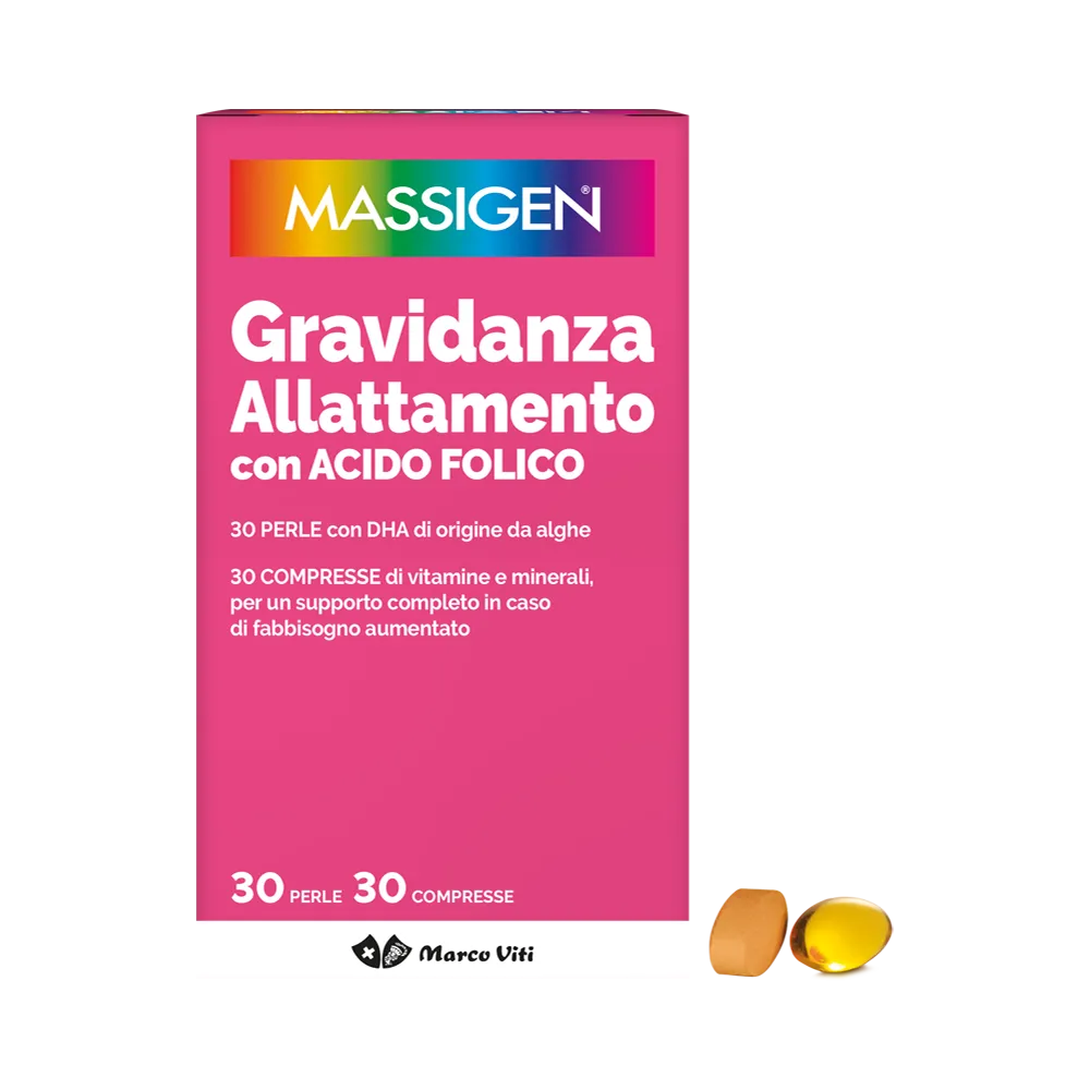 MASSIGEN GRAVIDANZA ALLATTAMENTO 30 COMPRESSE  1,1 G + 30 PERLE 700 MG